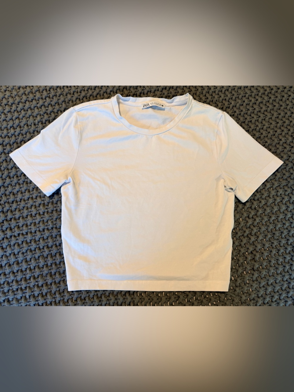 Zara Light White Short Sleeve Cropped Tee